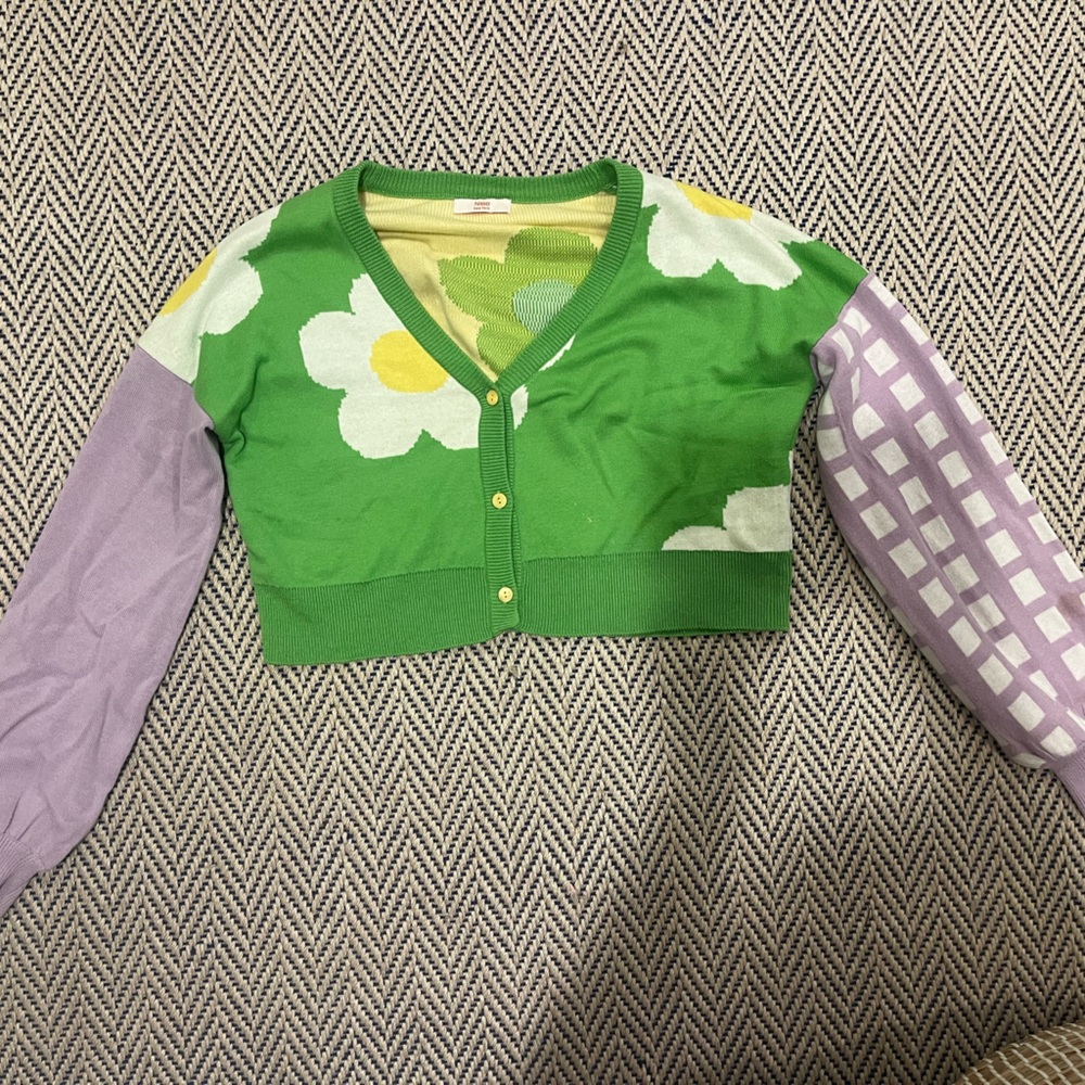 Floral Green and Purple Cardigan